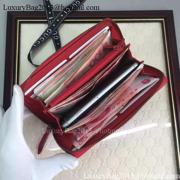 Gucci Leather Zip Around Wallet 456117 Red Gucci Leather Zip Around Wallet 456117 Red