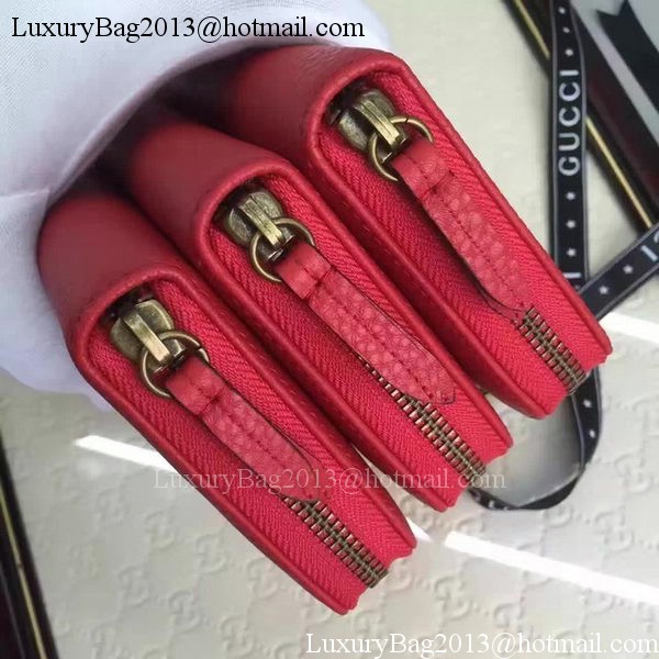 Gucci Leather Zip Around Wallet 456117 Red Gucci Leather Zip Around Wallet 456117 Red