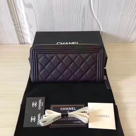Boy Chanel Zip Around Wallet Cannage Pattern CHA5265 Black Boy Chanel Zip Around Wallet Cannage Pattern CHA5265 Black