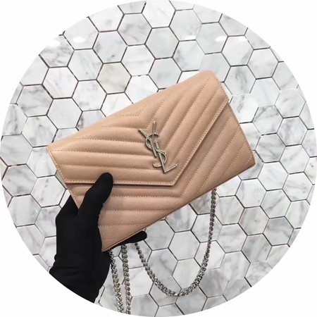 YSL WOC Classic Monogramme Flap Bag Cannage Pattern Y1003 Apricot YSL WOC Classic Monogramme Flap Bag Cannage Pattern Y1003 Apricot