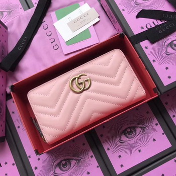 Gucci GG Marmont Zip Around Wallet 443123 Pink