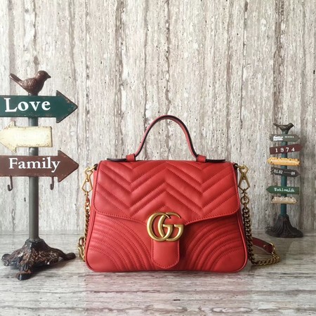 Gucci GG Marmont Small Top Handle Bag 498110 Red Gucci GG Marmont Small Top Handle Bag 498110 Red