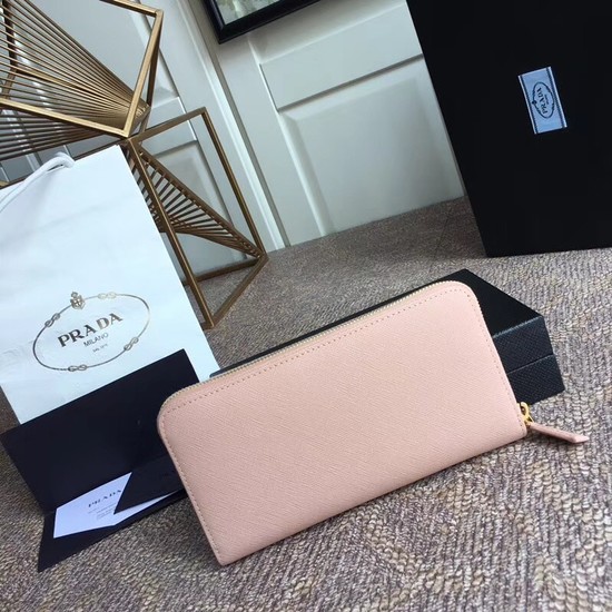 Prada Saffiano Leather Large Zippy Wallets 1MH317 pink