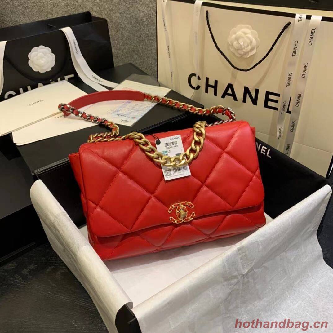 Chanel 19 flap bag AS1162 red