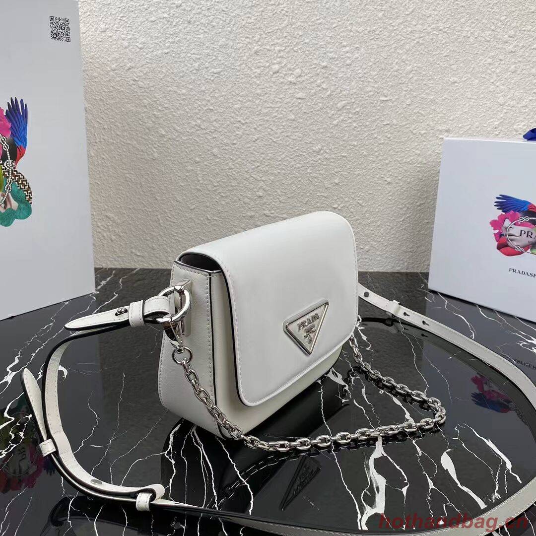 Prada Small brushed leather shoulder bag 1BA263 WHITE Prada Small brushed leather shoulder bag 1BA263 WHITE