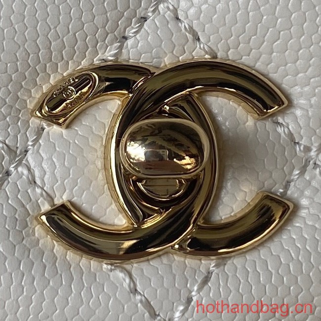 Chanel mini flap bag with top handle AS2215 white