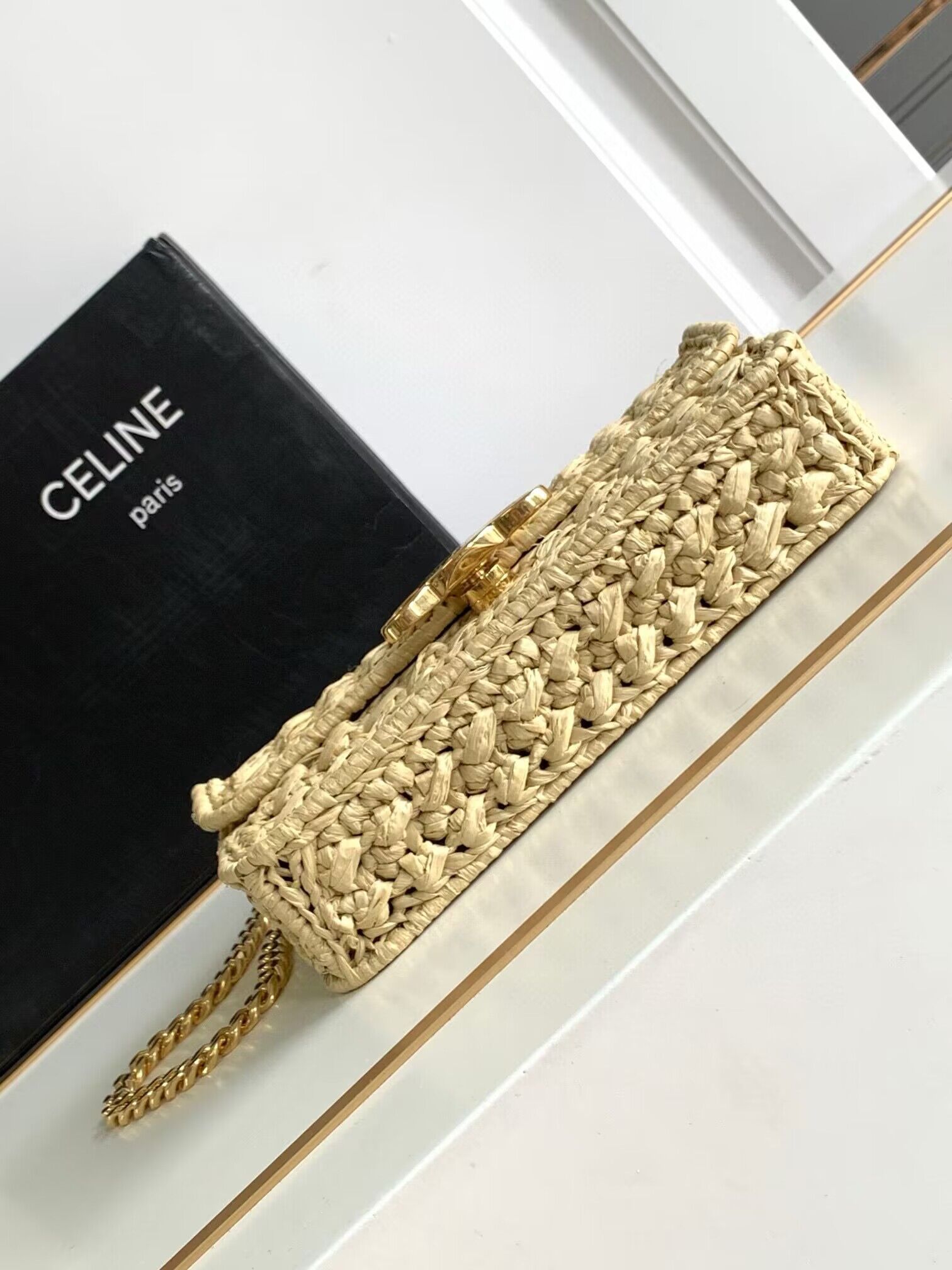 CELINE Chain Claude IN Raffia Plein Soleil Bag 197993 CELINE Chain Claude IN Raffia Plein Soleil Bag 197993
