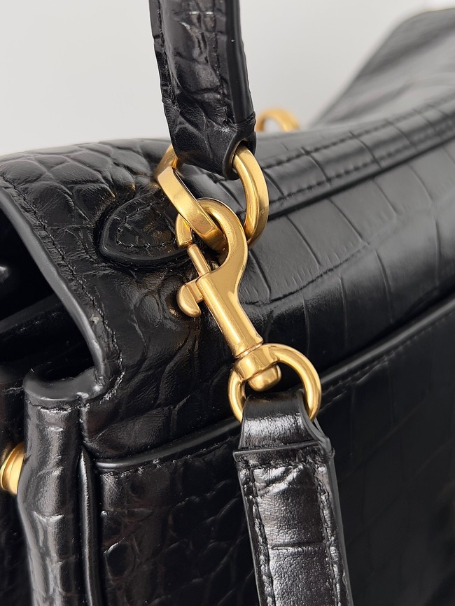 Balenciaga Rodeo Handbag crocodile skin 795457 black&gold