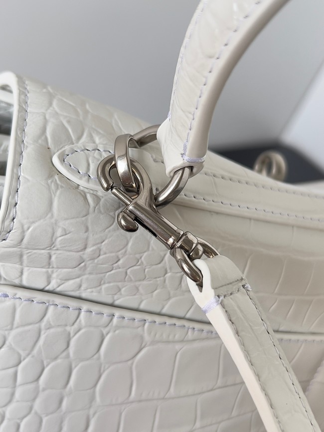 Balenciaga Rodeo Handbag crocodile skin 795457 white&Silver 
