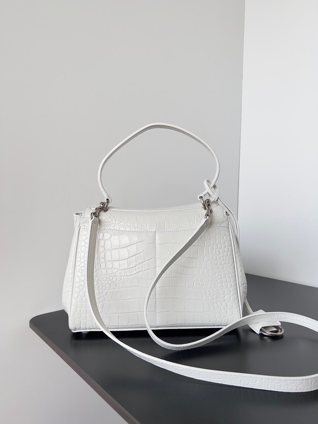 Balenciaga Rodeo Handbag crocodile skin 795457 white&Silver 