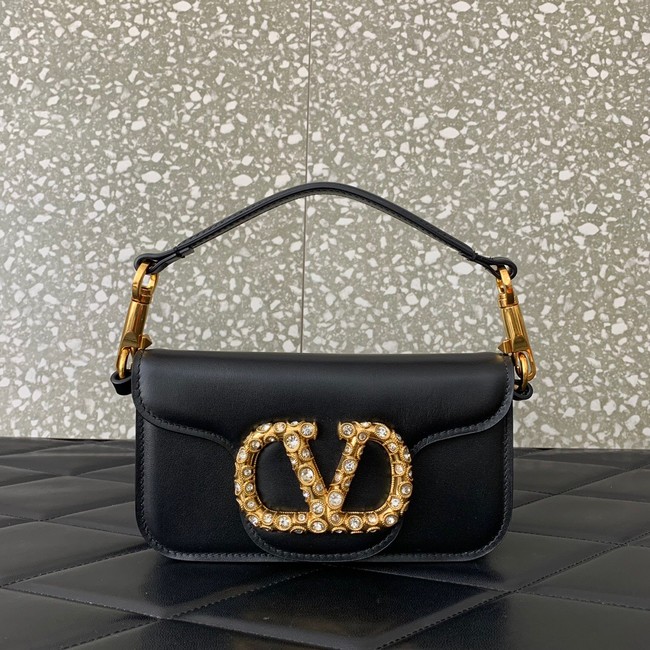 VALENTINO LOCO Small handbag in laminated calfskin WB0K53 black