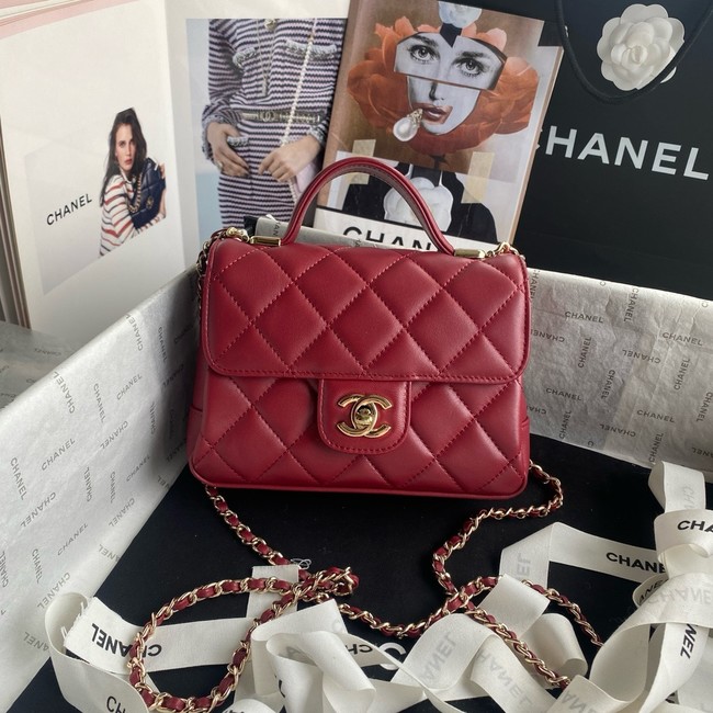 Chanel SMALL FLAP BAG WITH TOP HANDLE AS5111 red