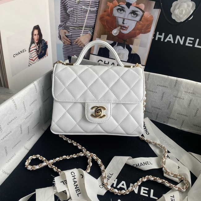 Chanel SMALL FLAP BAG WITH TOP HANDLE AS5111 white