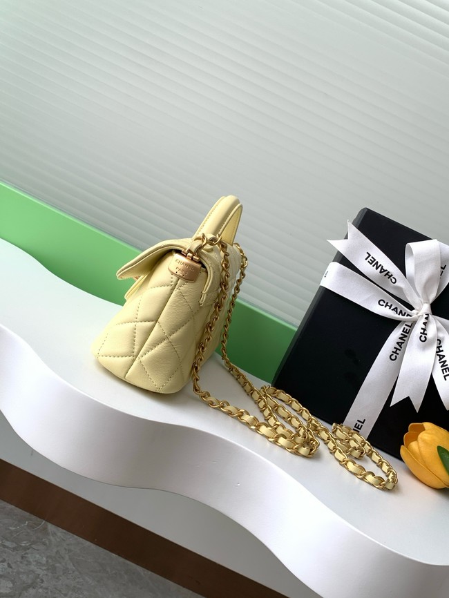 Chanel MINI FLAP BAG WITH TOP HANDLE AS5354 LIGHT YELLOW