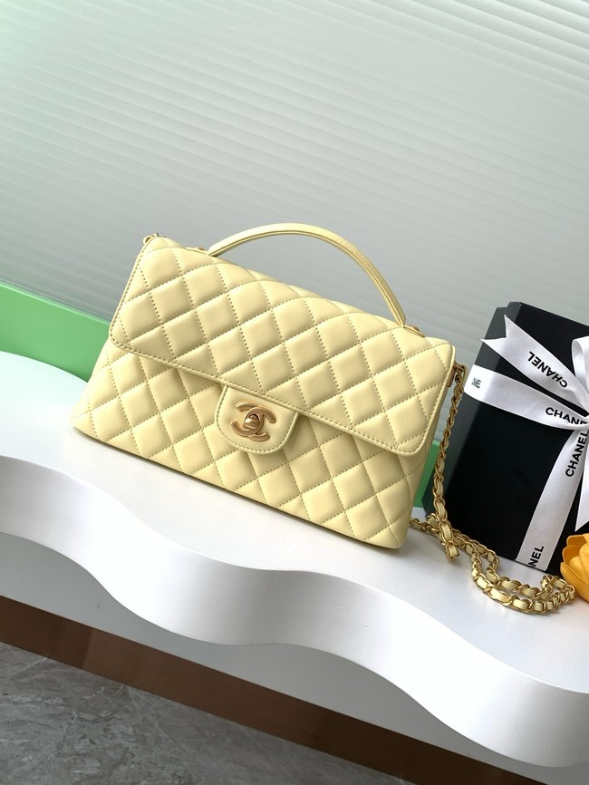 Chanel SMALL FLAP BAG WITH TOP HANDLE AS5356 LIGHT YELLOW