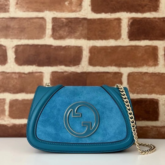GUCCI BLONDIE SMALL SHOULDER BAG suede 815711 BLUE