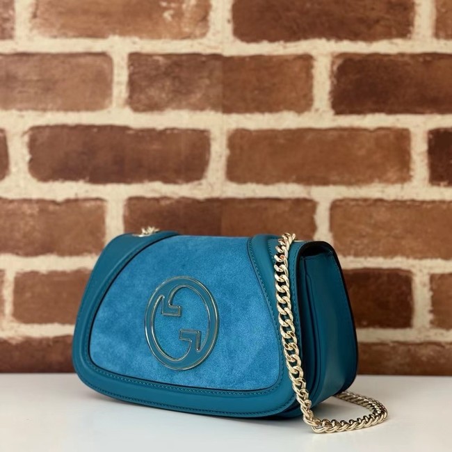 GUCCI BLONDIE SMALL SHOULDER BAG suede 815711 BLUE