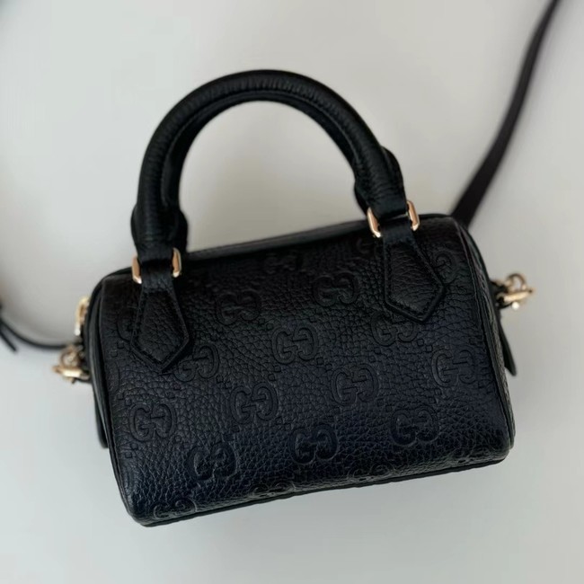 GUCCI GG EMBLEM SMALL BOSTON BAG 815256 BLACK