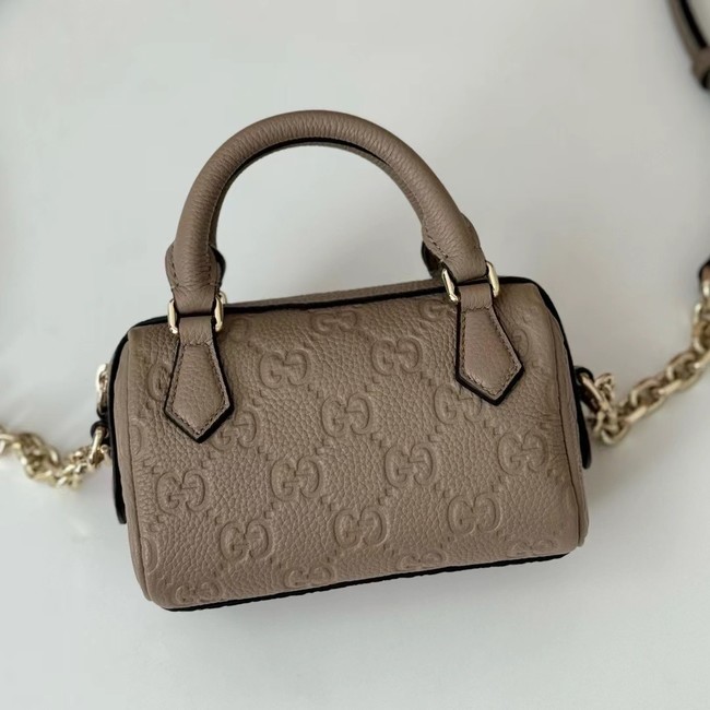GUCCI GG EMBLEM SMALL BOSTON BAG 815256 Taupe