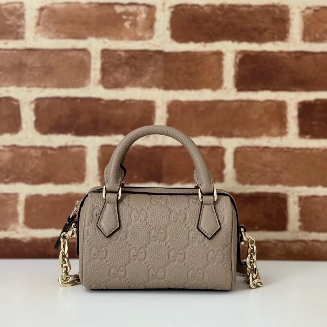 GUCCI GG EMBLEM SMALL BOSTON BAG 815256 Taupe