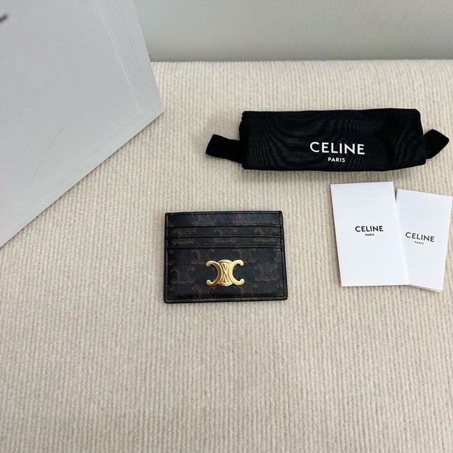 Celine CARD HOLDER TRIOMPHE IN TRIOMPHE CANVAS 10L833 brown
