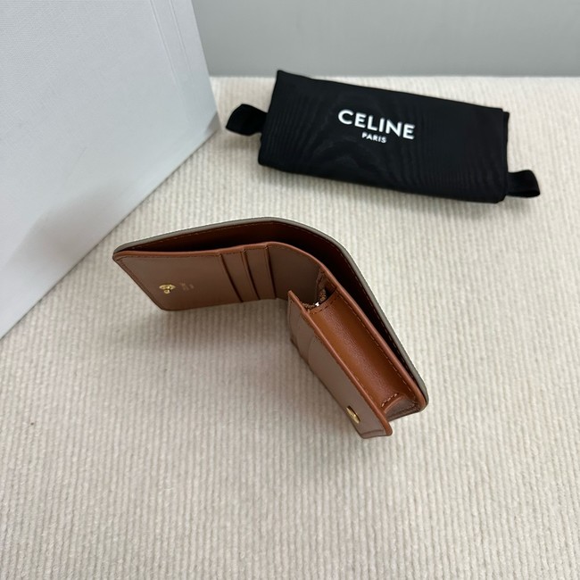 Celine TRIOMPHE COMPACT WALLETIN TRIOMPHE CANVAS 10K623 Off-white