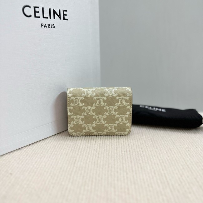Celine TRIOMPHE COMPACT WALLETIN TRIOMPHE CANVAS 10K623 Off-white