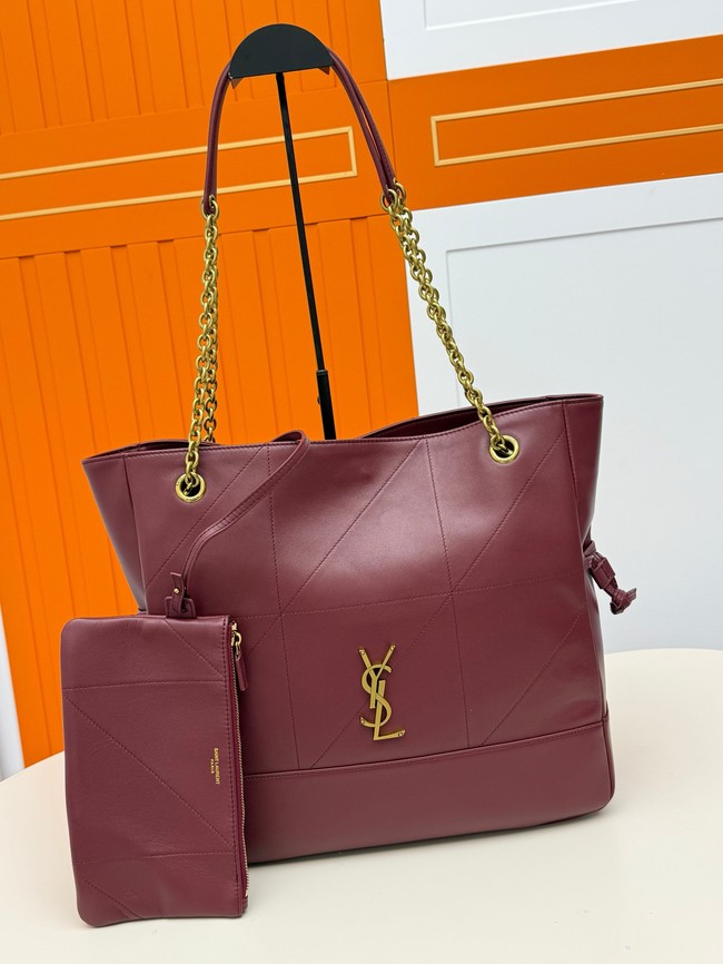 SAINT LAURENT JAMIE SHOPPING IN LAMBSKIN 809824 ROUGE CABERNET
