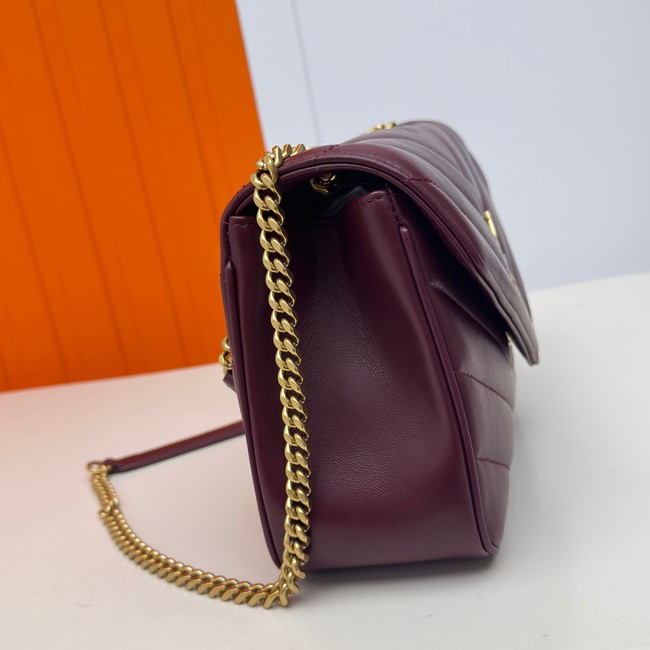 SAINT LAURENT LOULOU MEDIUM IN MATELASSE LAMBSKIN 801439 ROUGE CABERNET