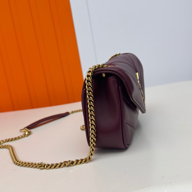 SAINT LAURENT LOULOU MINI IN LAMBSKIN 821749 ROUGE CABERNET