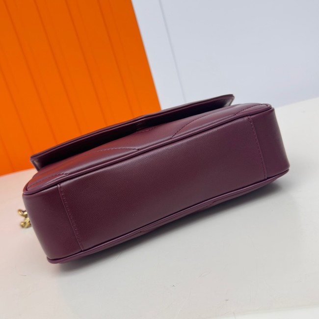 SAINT LAURENT LOULOU SMALL IN MATELASSE LAMBSKIN 801437 ROUGE CABERNET