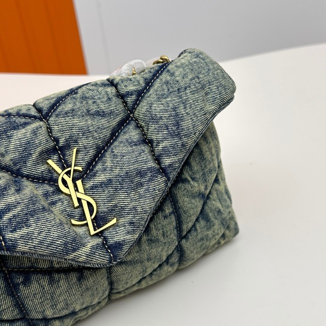 SAINT LAURENT TOY PUFFER IN LAMBSKIN 759337 Denim
