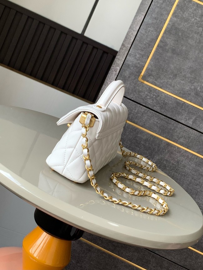Chanel MINI FLAP BAG WITH TOP HANDLE AS5354 white