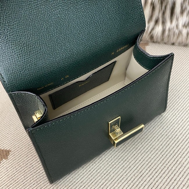 Valextra Iside Top Handle Mini Bag 00359 Dark green