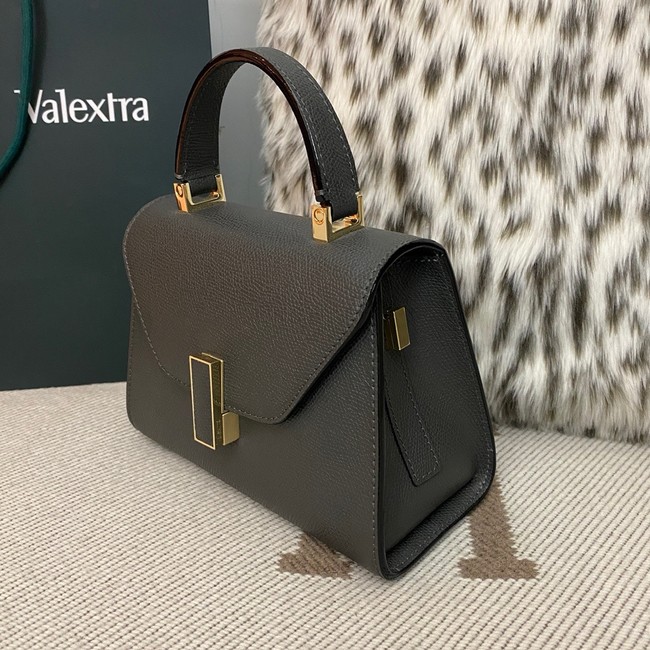 Valextra Iside Top Handle Mini Bag 00359 Steel gray