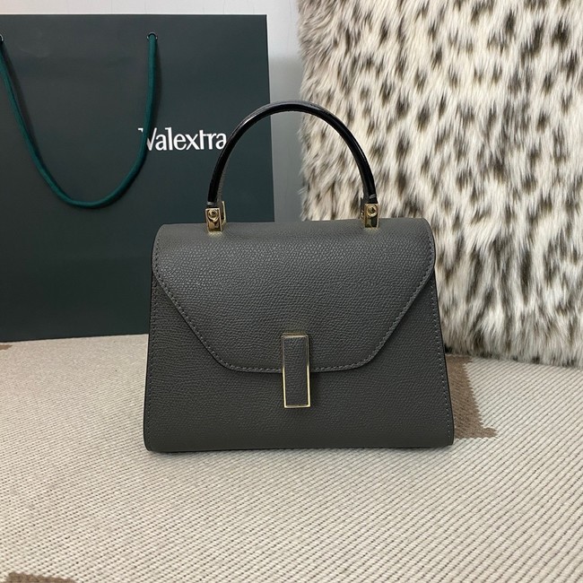 Valextra Iside Top Handle Mini Bag 00359 Steel gray
