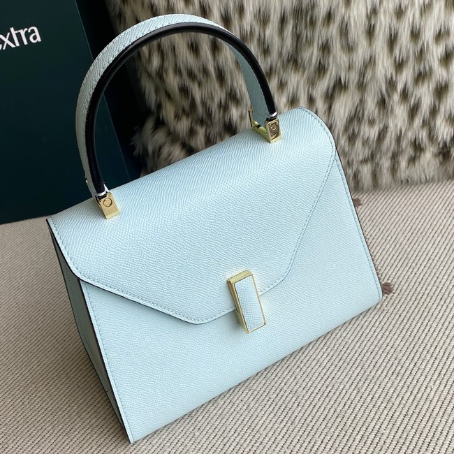 Valextra Iside Top Handle Mini Bag 00360 CERULEAN BLUE
