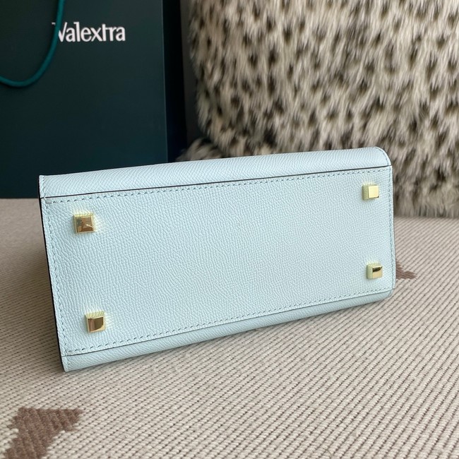 Valextra Iside Top Handle Mini Bag 00360 CERULEAN BLUE