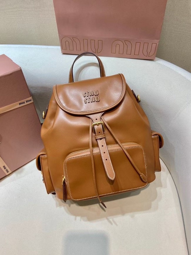 MIUMIU Cowhide backpack 5BZ042 brown