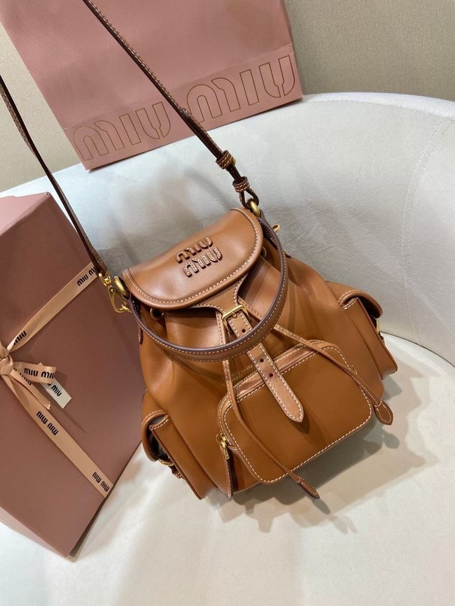 MIUMIU Cowhide backpack 5BZ043 brown