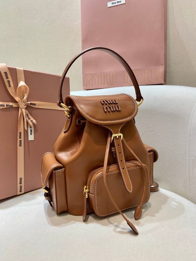 MIUMIU Cowhide backpack 5BZ043 brown