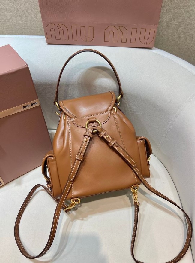 MIUMIU Cowhide backpack 5BZ043 brown
