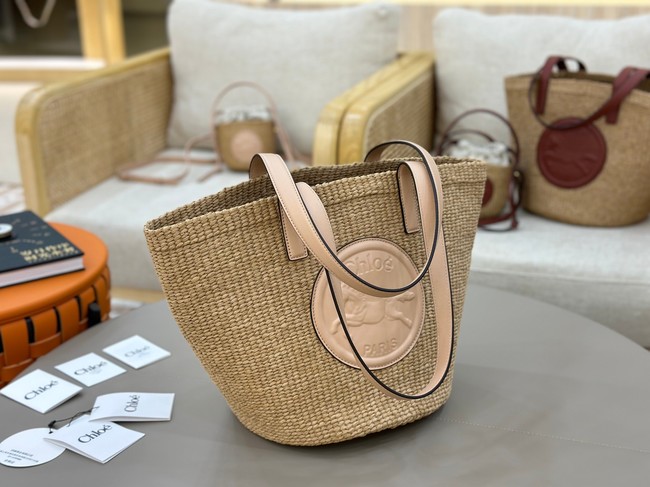 CHLOE Woven Raffia Slit Mini Tote Bag 11265 pink