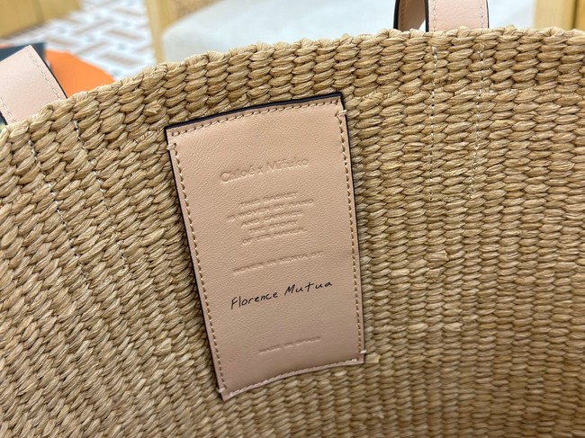 CHLOE Woven Raffia Slit Mini Tote Bag 11265 pink