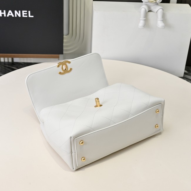 Chanel Medium FLAP BAG WITH TOP HANDLE AS5447 WHITE