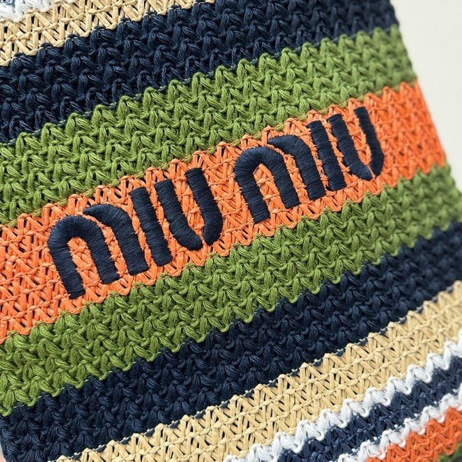 miumiu Raffia effect woven tote bag 5BG248-2