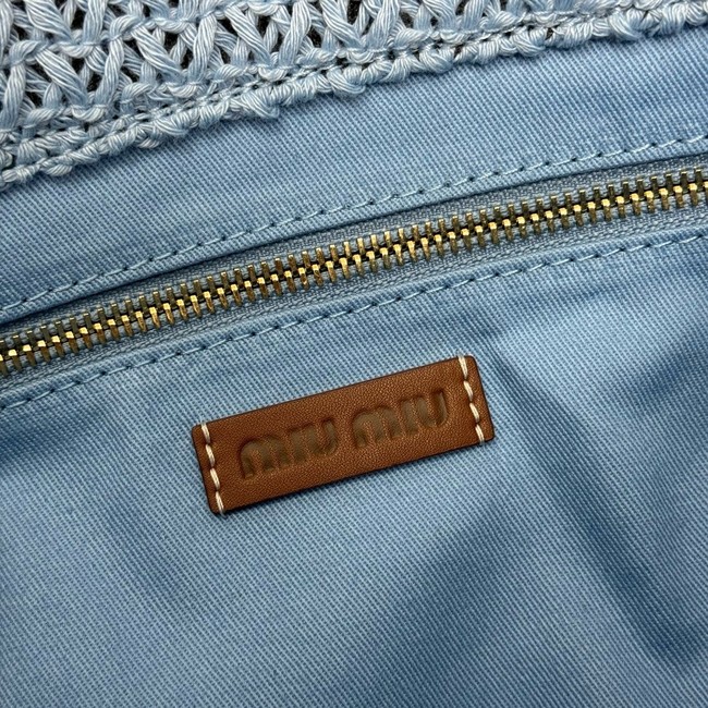 miumiu Raffia effect woven tote bag 5BG248-3