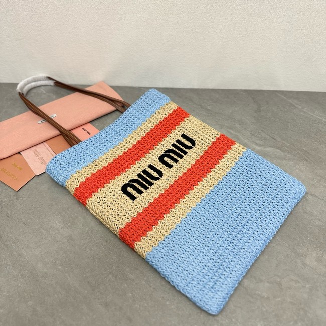 miumiu Raffia effect woven tote bag 5BG248-3