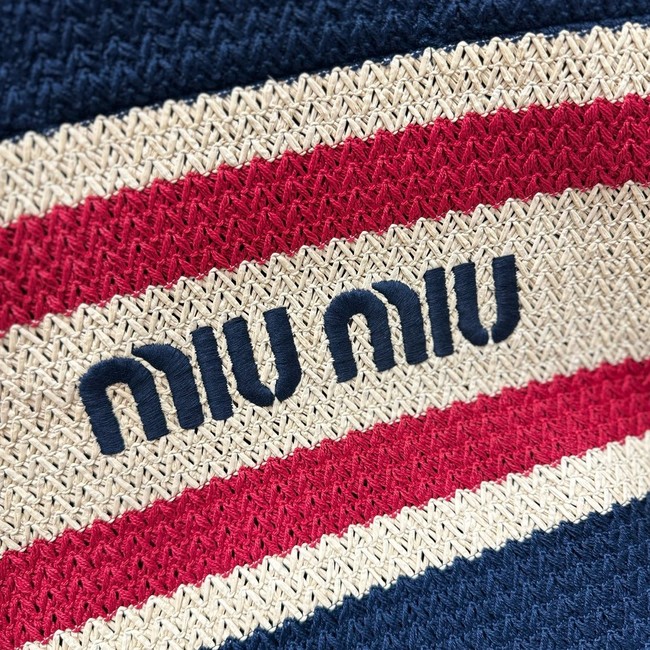 miumiu Raffia effect woven tote bag 5GB228-2