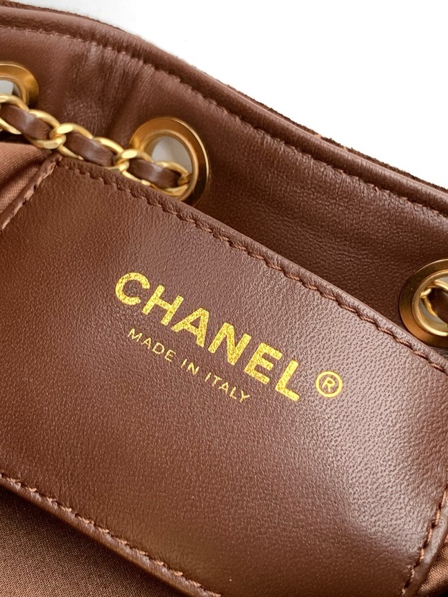 CHANEL 25 MINI HANDBAG Suede AS5631 dark brown